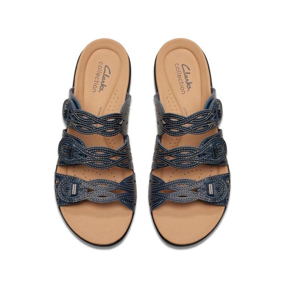 NWT Clarks Women's Laurieann Ruby Flat Sandal, Navy Leather, 11 Narrow - Picture 2 of 7